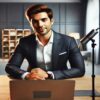 DALL·E 2024 09 19 11.36.59 A confident professional person sitting at a desk with a laptop speaking to the camera for an online presentation. The person is dressed smartly wi » Courses[GB]